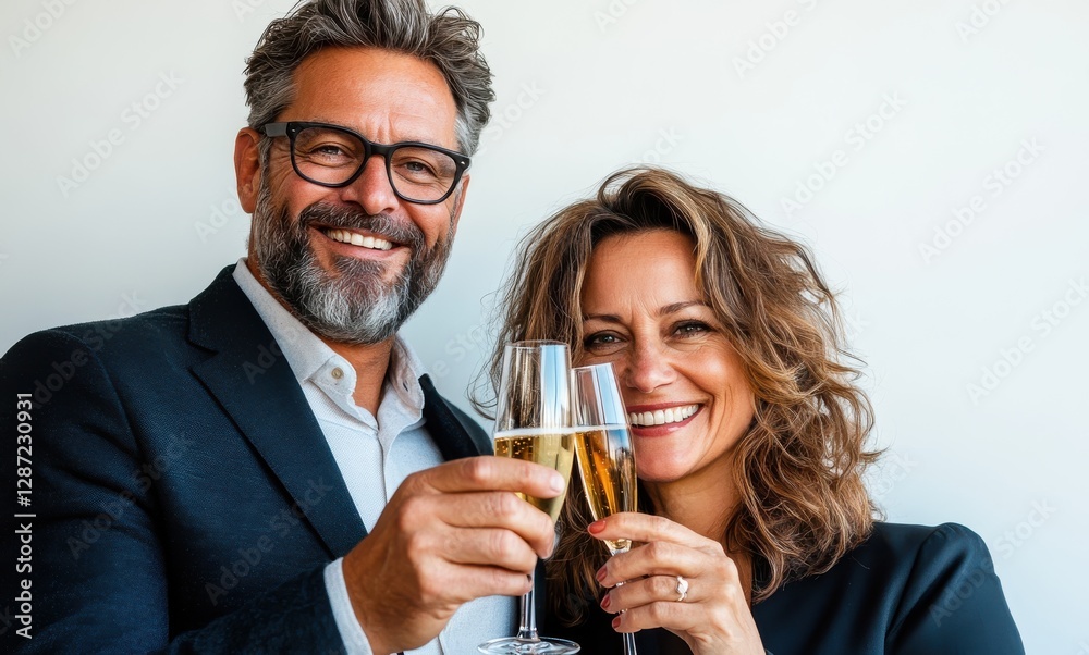 Celebrating success with cheerful business partners toasting with champagne Celebrating success with cheerful business partners toasting with champagne