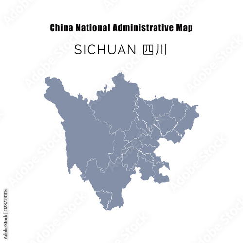 China Sichuan national administrative division map vector, flat outline of Chinese provinces, regions, and cities illustration