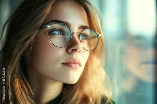 Wallpaper Mural Ultra Hd Picture of Corporate Young Girl with Eyeglasses Looking Away Torontodigital.ca