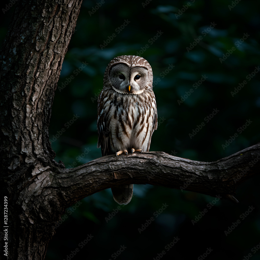 Fototapeta premium Owl staring in the moonlight
