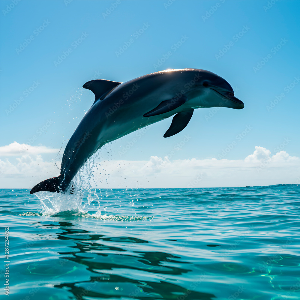 Fototapeta premium Dolphin leaping above ocean surface