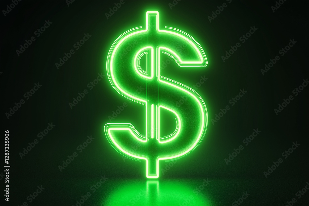 Glowing green neon sign of a dollar symbol, isolated on a black background Glowing green neon sign of a dollar symbol, isolated on a black background