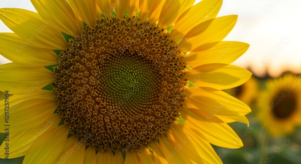 Blooming sunflower close-up - represents warmth and growth - for nature blogs Blooming sunflower close-up - represents warmth and growth - for nature blogs