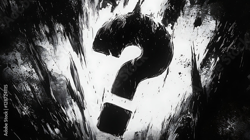 Burning Question Mark Abstract Black And White Grunge Texture Background