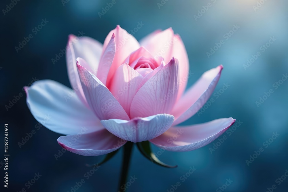 Soft petals unfurl in misty veil, revealing delicate blue hue, mist, botanical Soft petals unfurl in misty veil, revealing delicate blue hue, mist, botanical