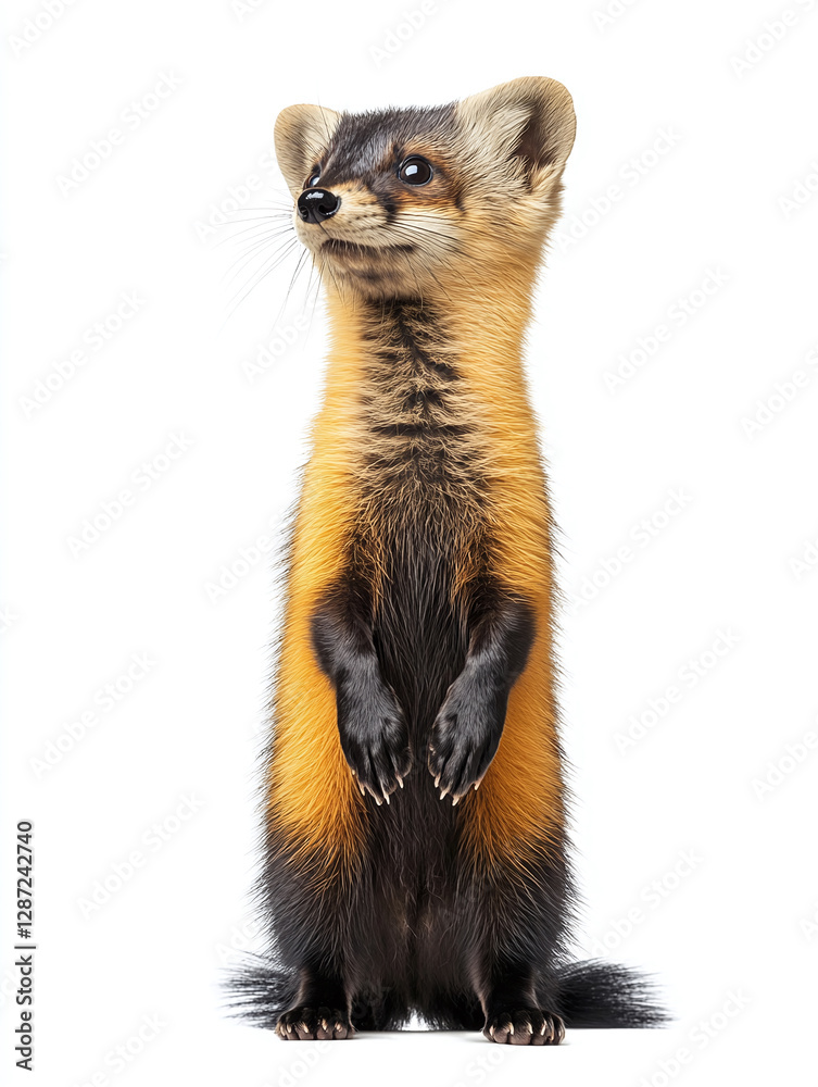 Standing marten isolated on a white background. Standing marten isolated on a white background.