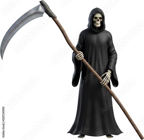 Grim Reaper with Scythe 3D Render Halloween Death Fantasy Illustration