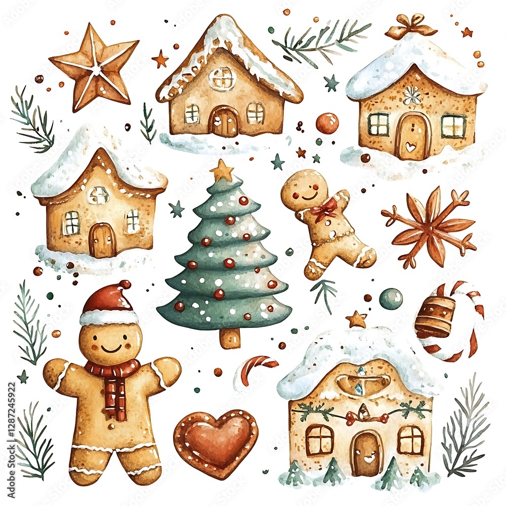 Obraz premium Christmas gingerbread houses and treats