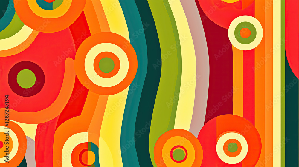 Fototapeta premium Vibrant 70s, 80's and 90's Vintage Colors Background