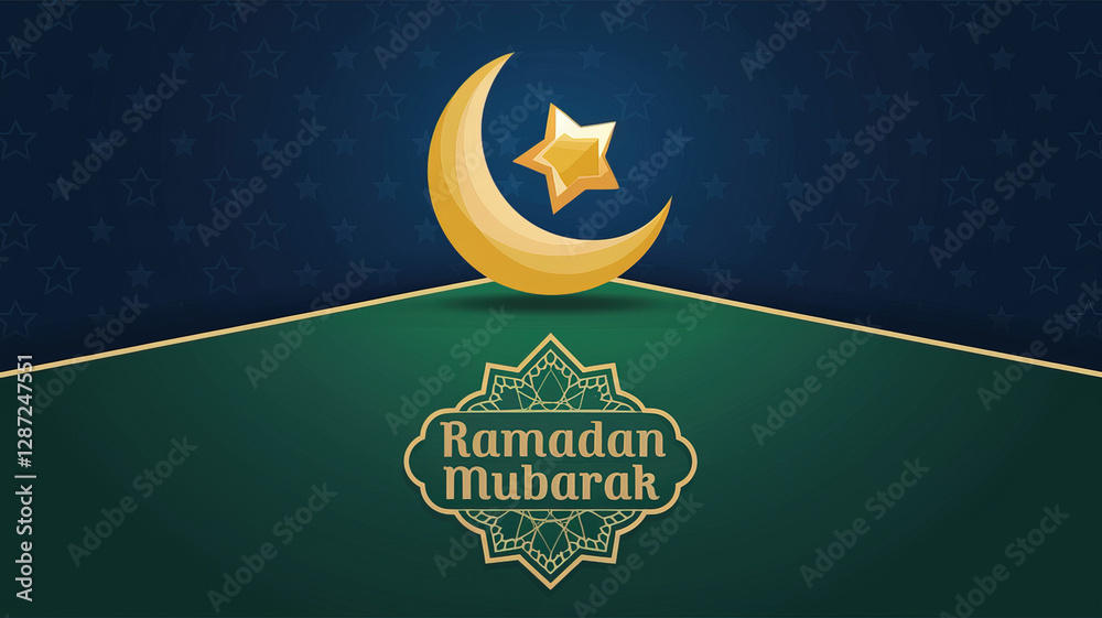 Naklejka premium 2D DESIGN Ramadan crescent Eid decor Islamic items DESIGN VECTOR POSTER 