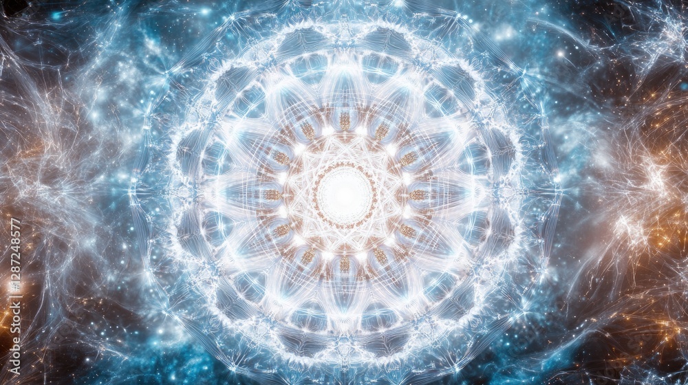 Fototapeta premium Cosmic Mandala: A Celestial Kaleidoscope of Light and Energy