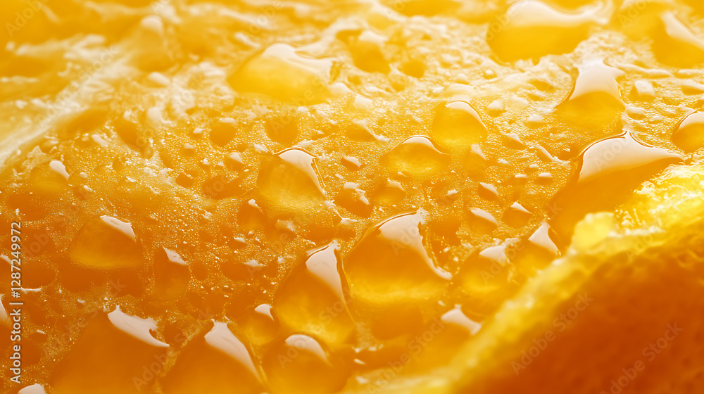 Close-up of a Juicy Orange Texture with Water Droplets