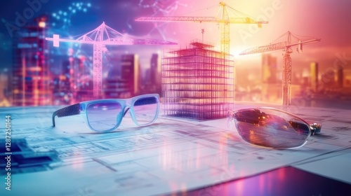 Wallpaper Mural VR glasses, blueprints, construction, city Torontodigital.ca