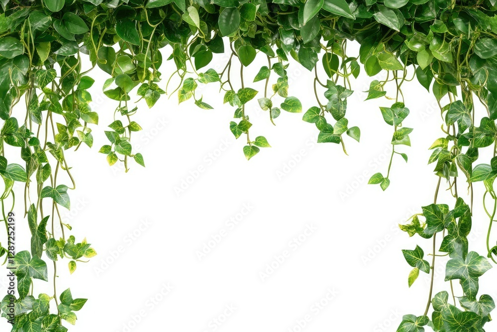 Ultra Hd Visual of Tropical Creeper Border Hanging,Isolated on White Background Ultra Hd Visual of Tropical Creeper Border Hanging,Isolated on White Background