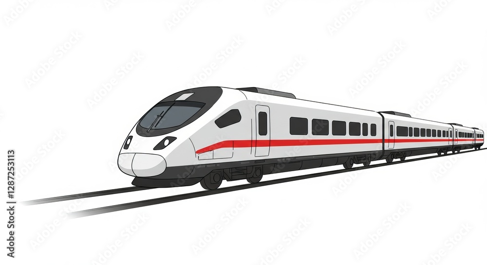 Fototapeta premium Modern high-speed train on track in minimalistic design