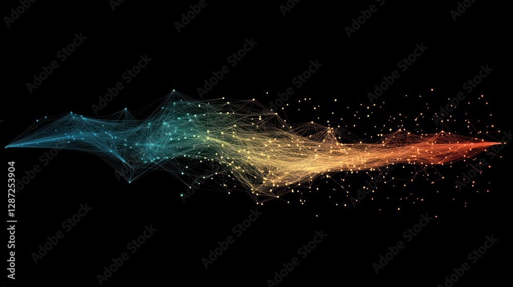 Fototapeta premium Abstract data flow, network, digital, technology, visualization, background, dark, design, presentation, website