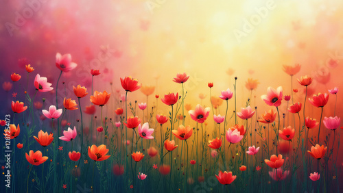 Early spring, abstract, artistic, ensemble of colors, wallpaper, Generative AI