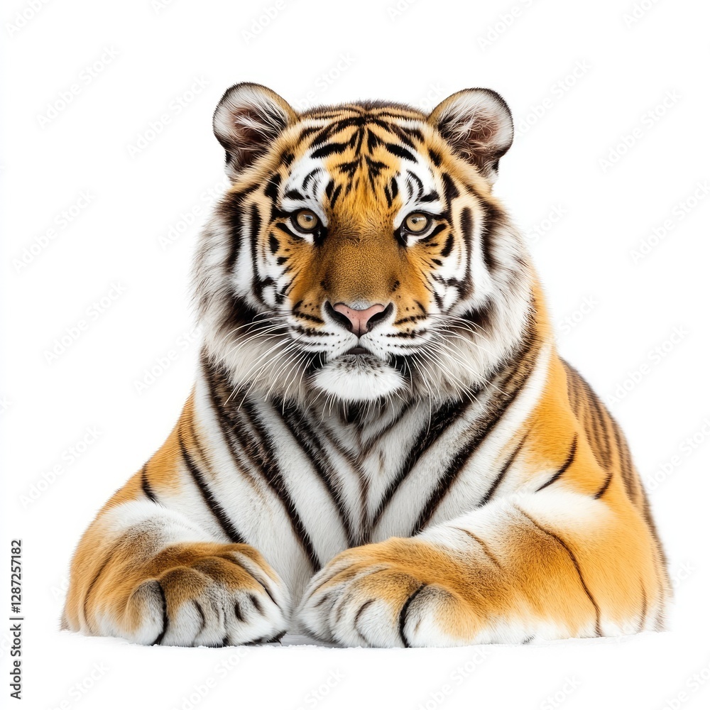 High Resolution Picture of a Photo Siberian Tiger, Isolated on a White Background High Resolution Picture of a Photo Siberian Tiger, Isolated on a White Background