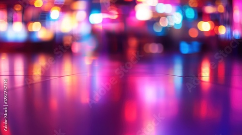 Wallpaper Mural Abstract blurry colorful lights reflected on a shiny floor at night. Torontodigital.ca