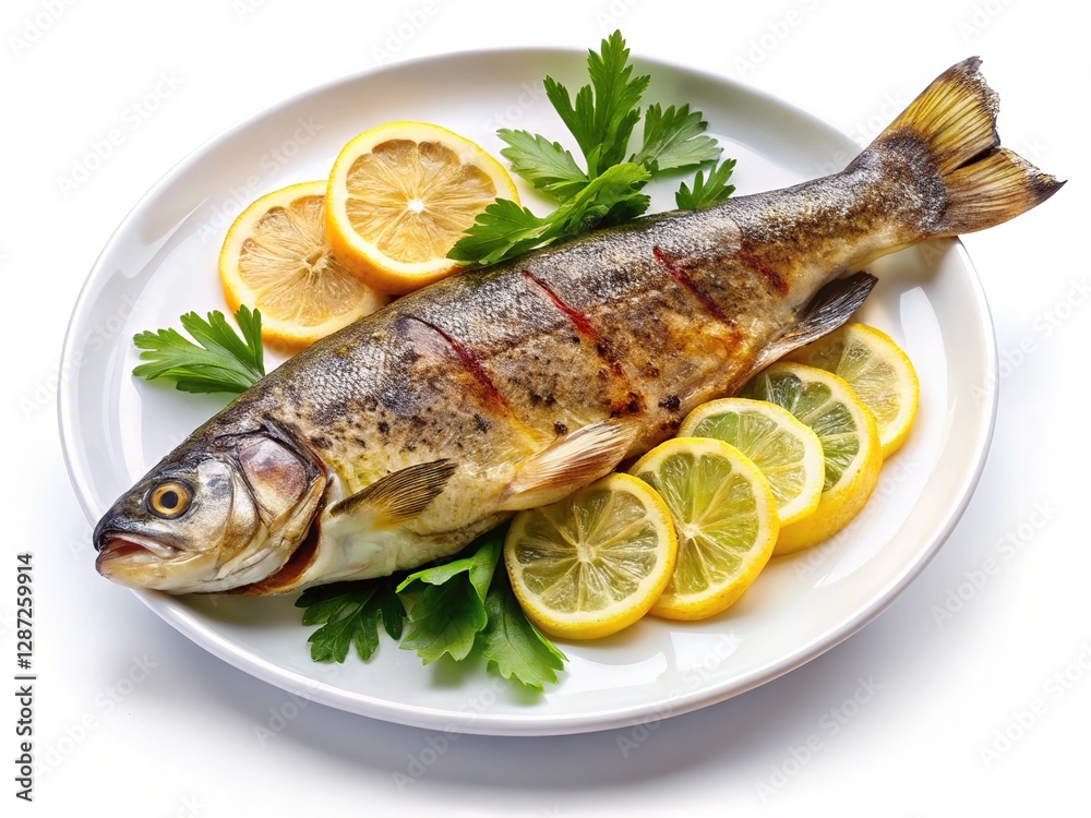 Grilled Trout with Crispy Skin and Lemon Wedges Grilled Trout with Crispy Skin and Lemon Wedges