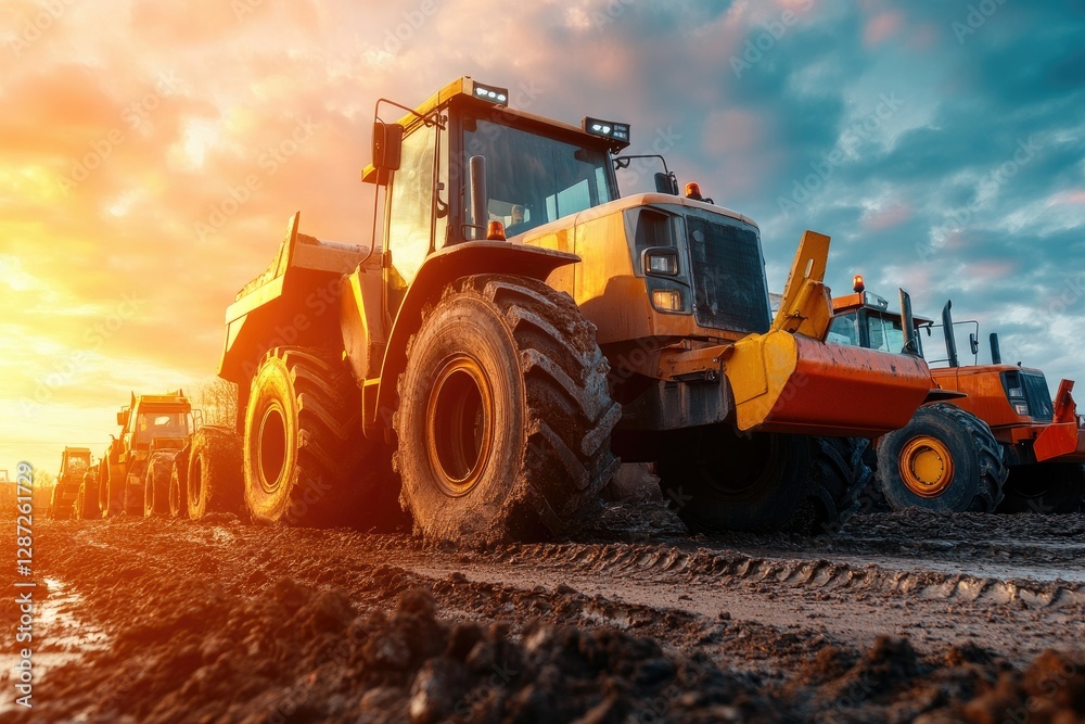 High Definition Image of Construction Vehicles on Field High Definition Image of Construction Vehicles on Field