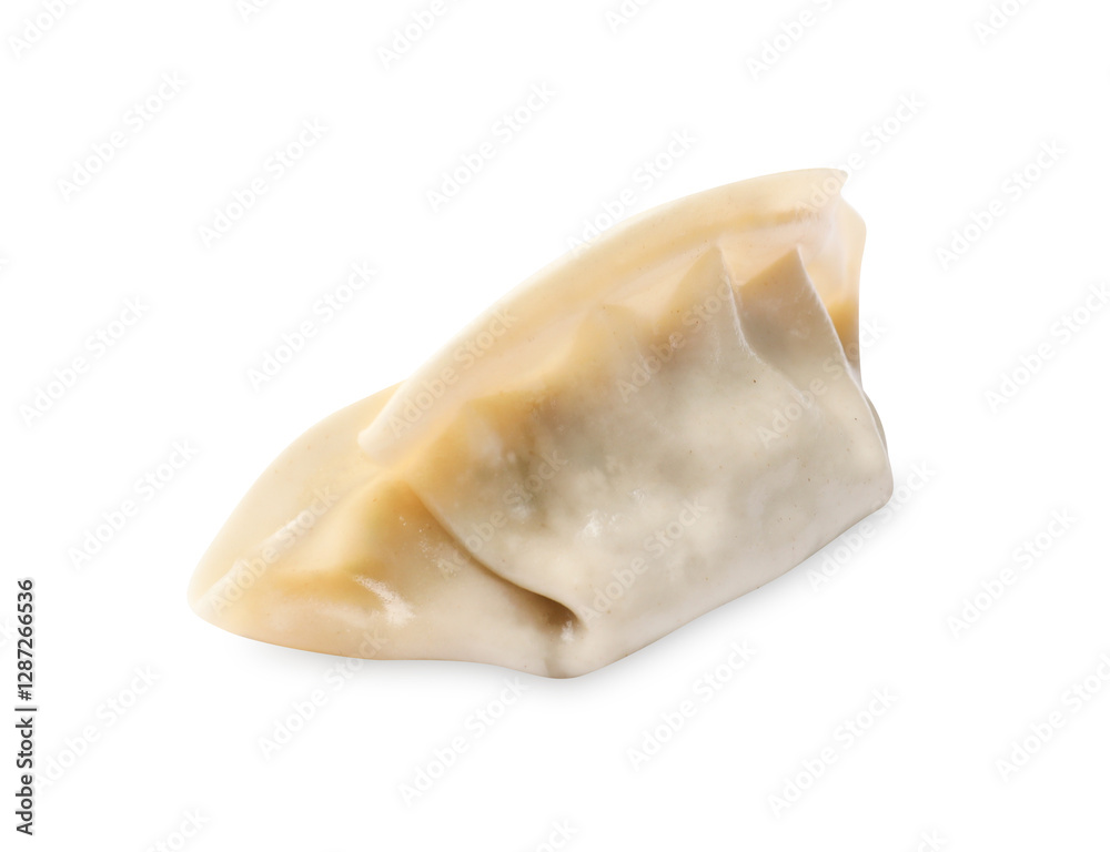 One fresh gyoza dumpling isolated on white One fresh gyoza dumpling isolated on white