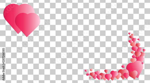 Heart shape pink vector frame isolated on transparency grid