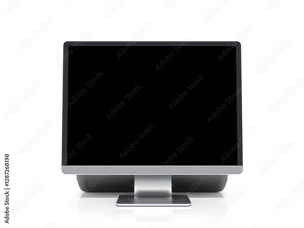Sleek Monitor, Empty Black Screen, Isolated, Studio Shot Sleek Monitor, Empty Black Screen, Isolated, Studio Shot