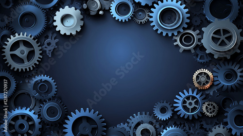 Wallpaper Mural Dark Blue Gear Background with Interlocking Metal Cogs Torontodigital.ca