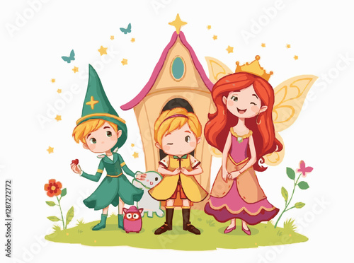 Enchanting Fairytale Characters in Vibrant Colors for Children's Stories