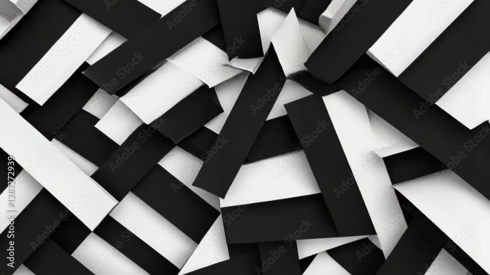 Abstract black and white interwoven ribbon pattern creating a geometric grid flat surface Minimalist abstract background design with contrasting monochrome elements Contemporary texture decoration