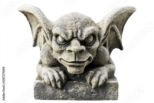 Stone Gargoyle Sculpture With Wings Rests On Base