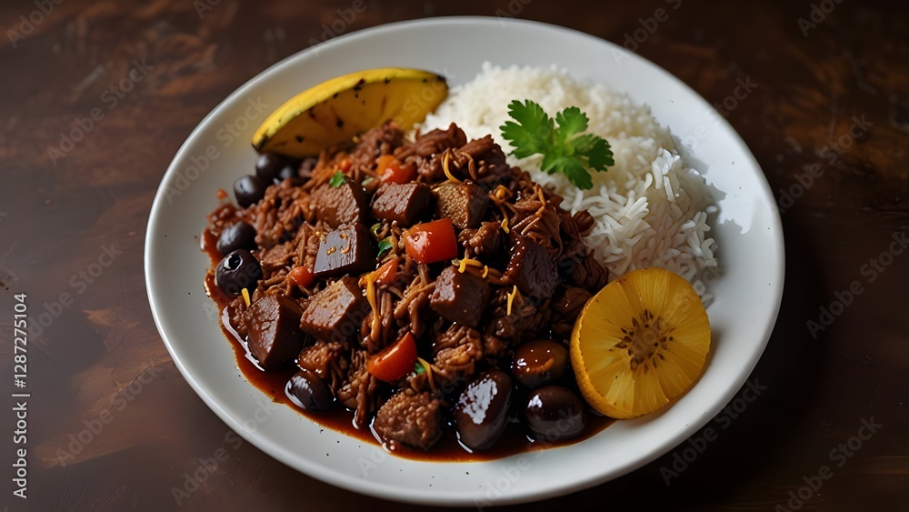 Vibrant Pabellon Criollo with Beef, Rice, and Plantains Vibrant Pabellon Criollo with Beef, Rice, and Plantains