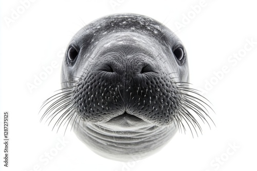 Close up view of a seals face and whiskers photo