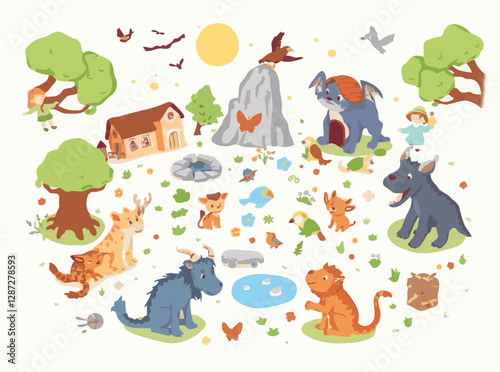 Imaginative World of Fantasy Creatures for Children's Tales