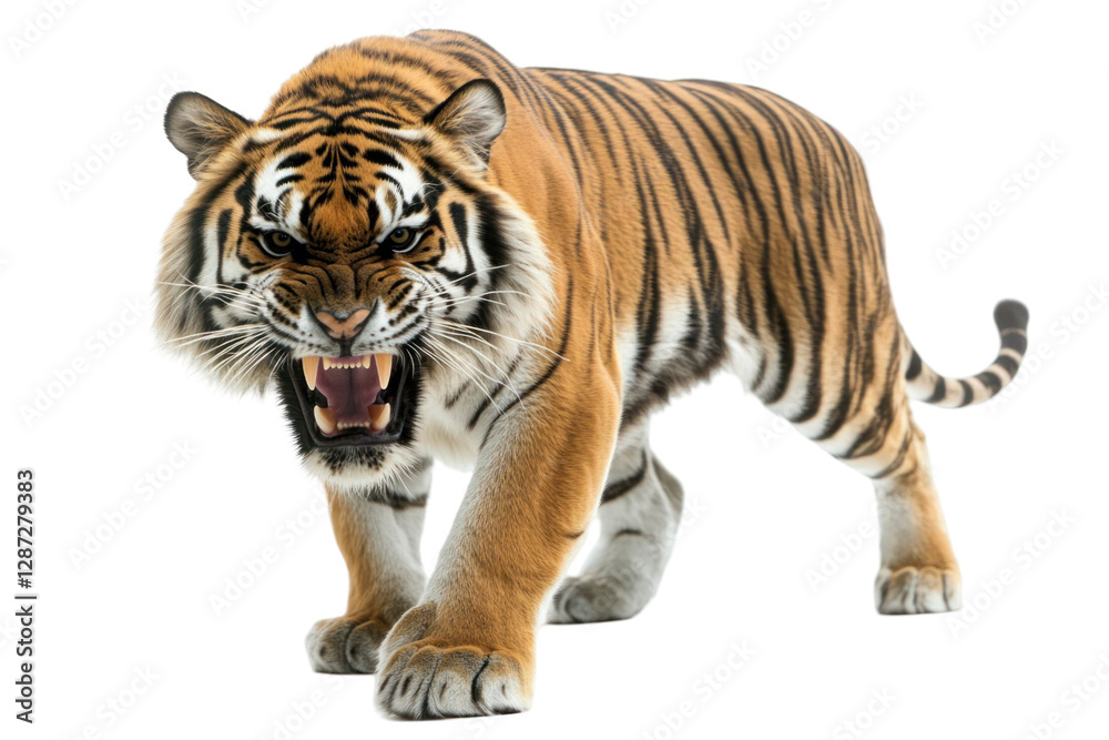 Obraz premium generic animal with open mouth walking towards camera on transparent background
