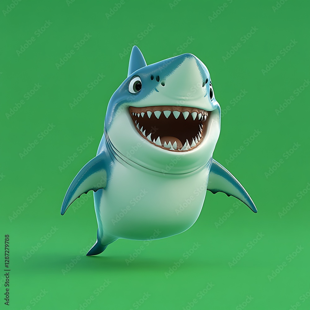 Fototapeta premium Cartoon Shark in Flight