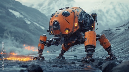 Wallpaper Mural Orange Robotic Explorer in Volcanic Terrain Torontodigital.ca