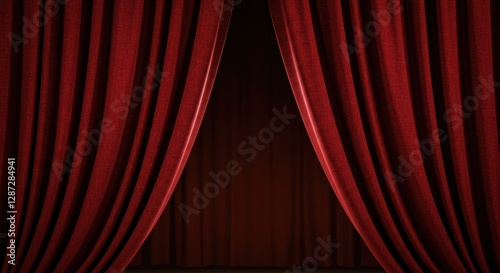 Wallpaper Mural Elegant Red Theater Curtains Opening to Reveal a Dark Stage Torontodigital.ca