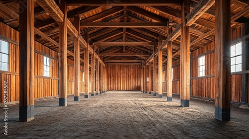 Wooden Barn Interior Spacious and Rustic Structure
