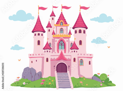 Wallpaper Mural Fairy Tale Princess Castle - Colorful Vector Graphics for Children's Books Torontodigital.ca