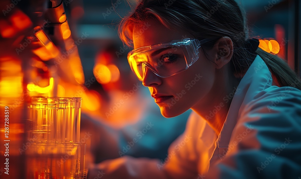 Scientist focused on lab work Scientist focused on lab work