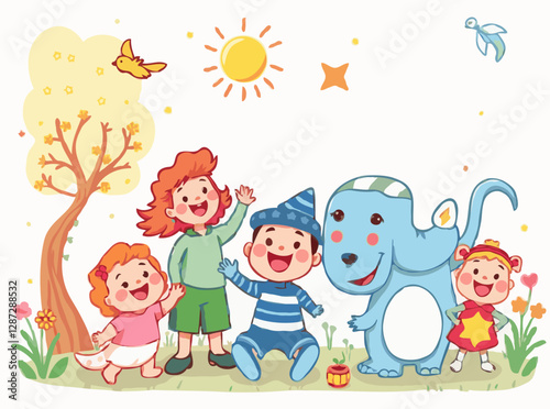 Joyful Storybook Characters in Vibrant Hues