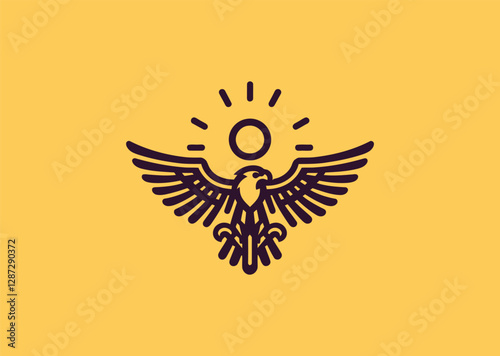 A hawk soaring with radiant golden hues, symbolizing vision, freedom, and solar energy