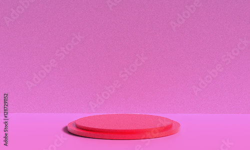 Red pink orange color podium circle round step stage product exhibition gift sale advertisement marketing mockup empty blank display award presentation beautiful banner fashion love marketing event