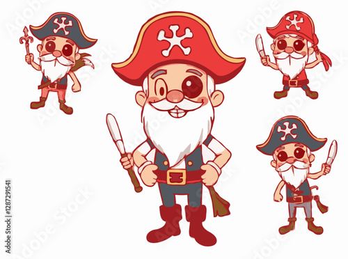 Charming Pirate Characters in Playful Vector Illustrations