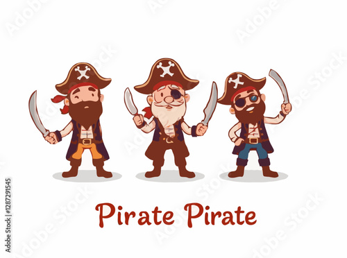 Charming Pirate Characters in Playful Vector Illustrations