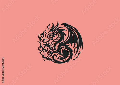 A blazing dragon with fierce flames, symbolizing power, passion, and intensity
