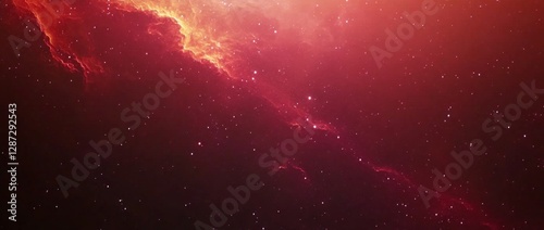 Fototapeta Naklejka Na Ścianę i Meble -  Red nebula space background; cosmic dust, stars
