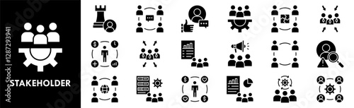 Stakeholder icon collection set. Containing design business, collaboration, teamwork, communication